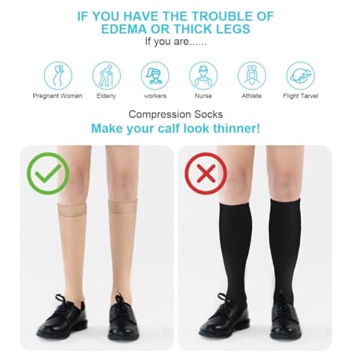 ACWOO Compression Socks for Women & Men, 2 Pairs Graduated Stockings Support, Non-Slip Breathable Flight Socks Running Socks for Sports, Flying, Maternity Pregnancy, Nurses, Travel, Running — view 3