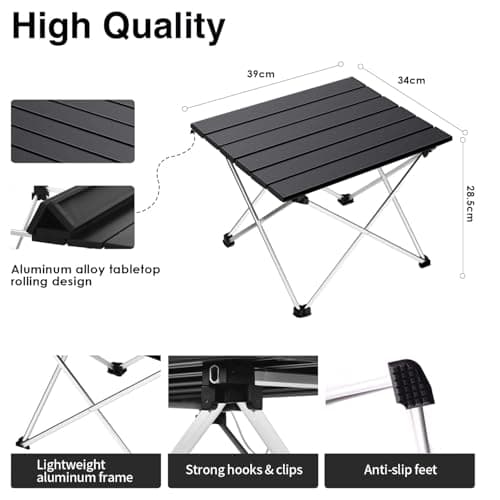 Camping Table, Portable Roll Up Folding Table, Compact Picnic Aluminum Table with Store Bag, 700g Easy to Carry Small Table, 30s Quick Assemble, Ideal for Outdoor Picnic Beach BBQ Hiking Fishing — view 3
