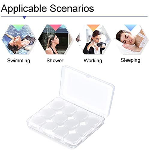 TingDongWei 12 Pack Reusable Silicone Ear Plugs (White) — view 6