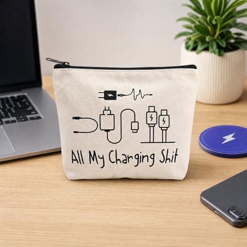 Travel Essentials Cable Bag, Funny Charging Cord Organizer Pouch for Women Men, Waterproof Tech Accessories Storage, Holiday Gifts Gadget Bag for USB Leads Power Bank — view 6