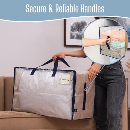 VENO 6 Pack Heavy-Duty Oversize Large Storage Bag Organizer with Zips and Tag Pocket for Moving, Clothes Storage, Laundry Bag, Packing, House Solutions, Sustainable, Water-Resistant (Clear, 6 Pack) — view 6