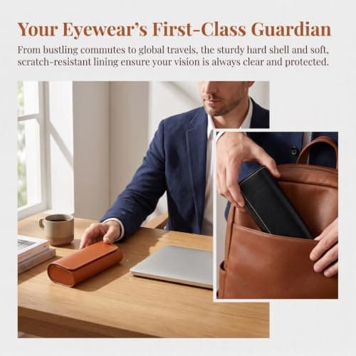 Meralo 2 Pack Hard Shell Glasses Case for Women Men — view 6