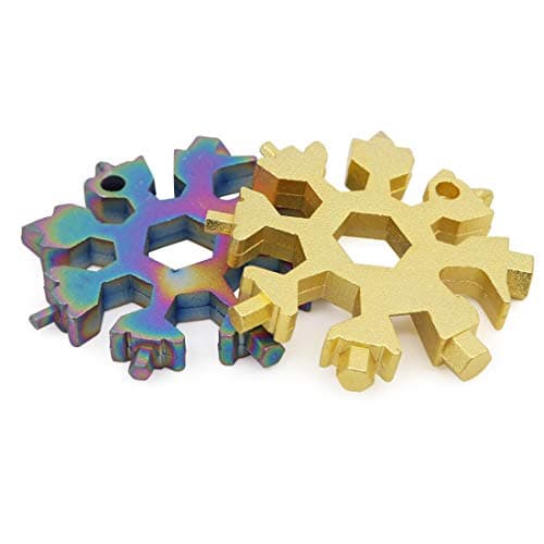 2 Pcs 19-in-1 Snowflake Multi Tool,Stainless Steel Hexagonal Screwdriver Opener Key Chain Outdoor Travel Camping Adventure Daily Tool(Gold and Multi-Color) — view 3