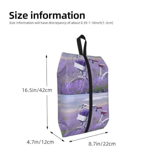 Lavender Field Retro Bike Agriculture Print Waterproof Shoe Bag Travel Bag with Carry Strap Storage Bag Versatile Cosmetic Bag-2pcs — view 3