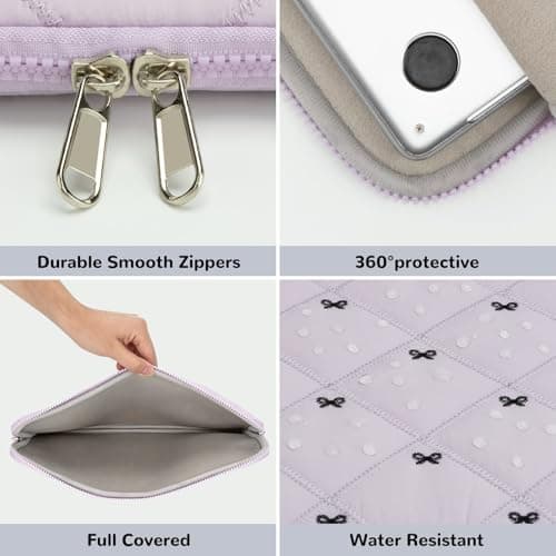JoJoar 15-16 Inch Lightweight Bow Puffy Laptop Sleeve Case Laptop Bag Girl — view 6