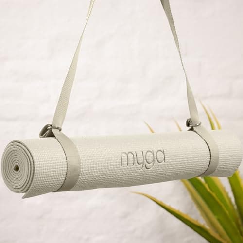 Myga Yoga Strap with D-Ring – 2-in-1 Adjustable Yoga Belt & Mat Carrier Sling – Stretching Strap for Flexibility, Balance, Pilates & Fitness – Durable Yoga Accessory for Home & Travel – 1.8m (Sand) — view 4