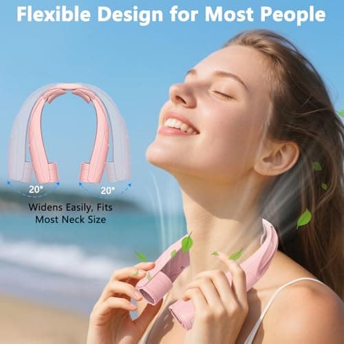 Enituo Neck Fan, 6000mAh USB Rechargeable Hands Free Personal Fan, 6 Speeds Adjustable Portable Neck Fans, Faster Cooling Wearable Fan, Ultra Quiet for Outdoor, Travel, Home, Office - Pink — view 5