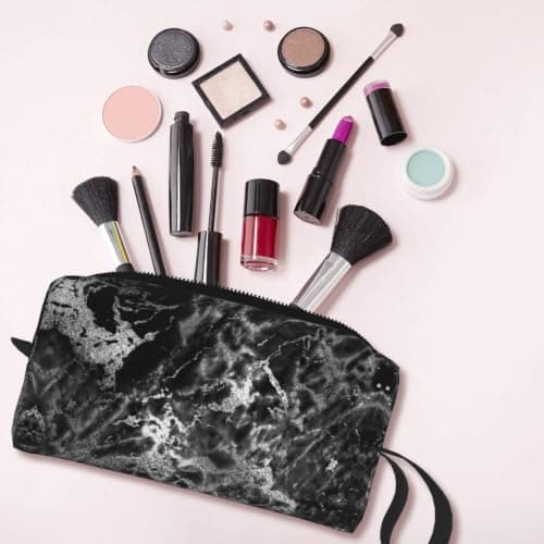 Meymuise Makeup Bag, Black Silver Graphite Gray Marble — view 6