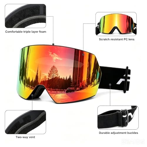 FMY OTG Ski Goggles,Snowboard Goggles for Men,Women & Youth Anti Fog — view 3