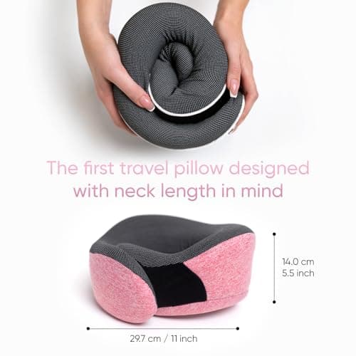Proglobe Neck Pillow for Travel, Memory Foam, Long Haul Flights, Pink — view 5
