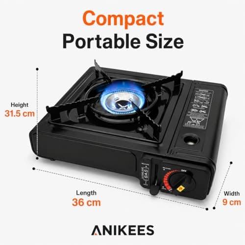 ANIKEES Portable Camping Stove with Carry Case, EN417 Compatible Gas Cooker, Automatic Ignition & Adjustable Heat, Compact Butane Stove for Camping, Fishing, Hiking & Outdoor Cooking — view 4