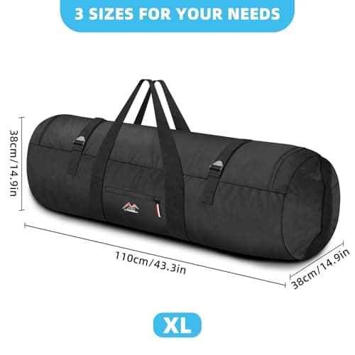 Amengsen Travel Duffel Bag 37L/63L/125L Oversized Duffel Bag, Upgrade Zipper, Durable and Waterproof, Suitable for Camping,Travel,Tent,Car Trunk Storage Bag (Black, XL) — view 2