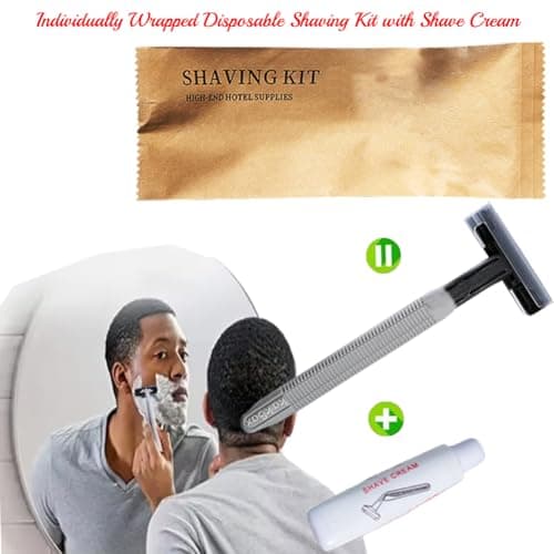 10Pack Luxury Individually Wrapped Hotel Disposable Razors Kit With Shave Cream; Clean and Hygienic; Eco-Friendly Travel Private Body Razor; Portable Shaving Razor Set for Home Hotel Travel — view 2