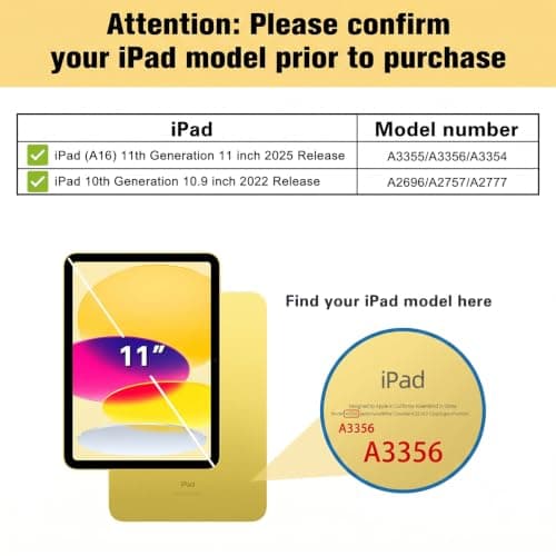 ProCase Smart Case+Screen Protector for iPad (A16) 11/10th Gen, Yellow — view 2
