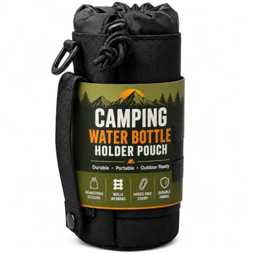 1pcs Molle Water Bottle Pouch, 24x10cm Bottle Holder Adjustable Drawstring