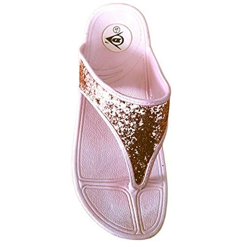 DUNLOP WOMEN FLIP FLOPS SANDALS LADIES TOE POST OPEN TOE BEACH SUMMER SHOES COMFY SLIPPER SLIDERS (UK 6/EU 39, Rose Gold) — view 6
