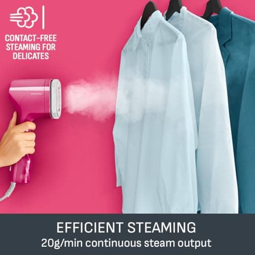 Tefal Pure Pop Slim Handheld Clothes Steamer, No Ironing Board, Pink — view 3