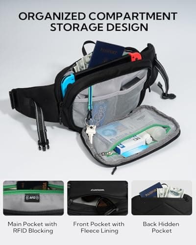 Waterfly 3L Large Bum Bag: RFID Blocking Anti-Theft Fanny Pack for Travel — view 5