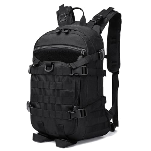 POWER KING 25L Military Tactical Backpack, Practical Womens Mens Army Assult Rucksack, Outdoor Waterproof Hiking Backpack Army Backpack for Trekking Traveling Mountaining Camping, Black