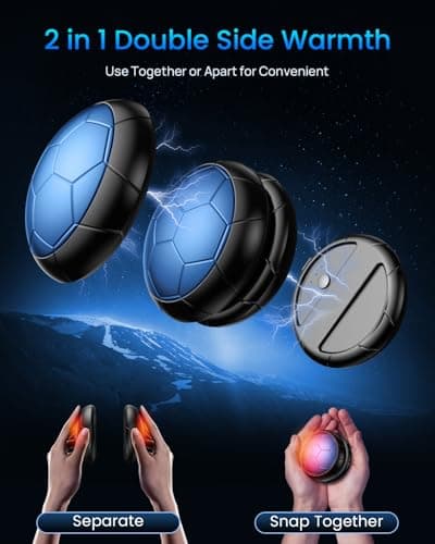 Magnetic Hand Warmers Rechargeable, 2 Pack Reusable Electric Hand Warmer with 20Hrs Warmth & 3 Levels Heat, Portable Pocket Heater for Cold Weather, Outdoor, Indoor(Blue) — view 3