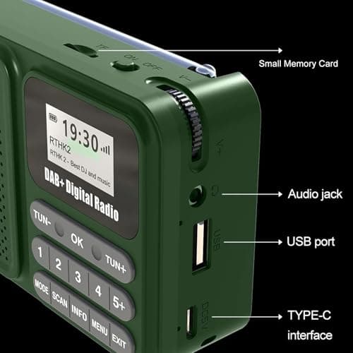 DAB Radio, Solar Powered DAB Radio Supports DAB, DAB+, Digital Radio Portable Speaker with Bluetooth Speaker, 1200mAh Battery — view 6