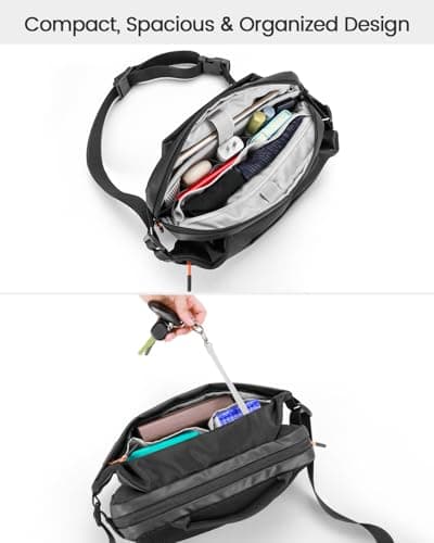 Sling Bag with RFID Blocking for Men & Women, Crossbody Chest Shoulder Bag with Water Bottle Holder for Travel, Cycling, Work, Sport, Hiking-Black — view 2