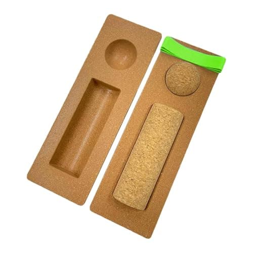 Ronyme Cork Balance Board Foot Strengthener, 4-in-1 Set with Balance Blocks, Roller, Massage Ball & Toe Bands, Resistance Bands Balance Control Cork Ankle Trainer for Adults Kids Dance Exercise