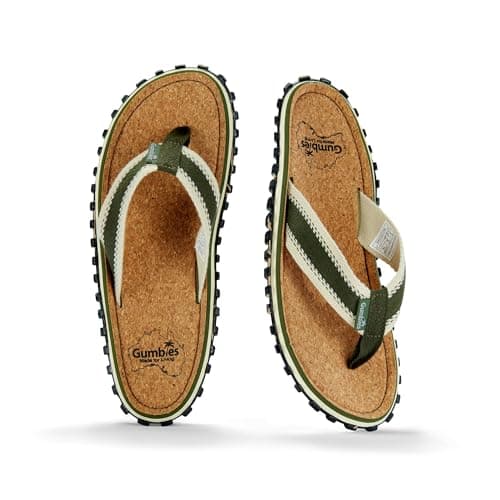 Gumbies Corker Flip-Flops | Unisex Cork Footbed Sandals with Recycled Rubber Sole & Cotton Canvas Straps | Lightweight, Durable & Comfortable Casual Summer Footwear | Khaki | EU 44 — view 6