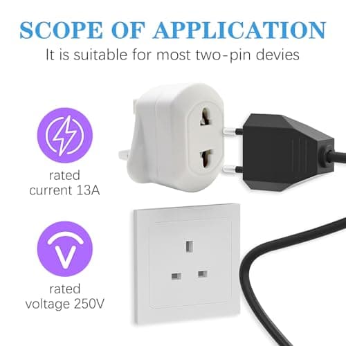 2 Pack Shaver Adapter Plug UK, Electric Toothbrush Adapter Plug UK, Toothbrush Adapter Plug UK, Bathroom Plug Adaptor UK, Plug for Toothbrush Charger UK — view 5