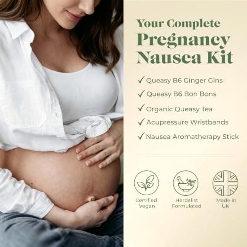 Myrtle & Maude - Ultimate Nausea & Morning Sickness Bundle - Queasy Days Tea, Vitamin B6 Peppermint Bon Bons & Ginger Gins, Aromatherapy Inhaler Nasal Stick & Nausea Relief Acupressure Wristbands — view 2