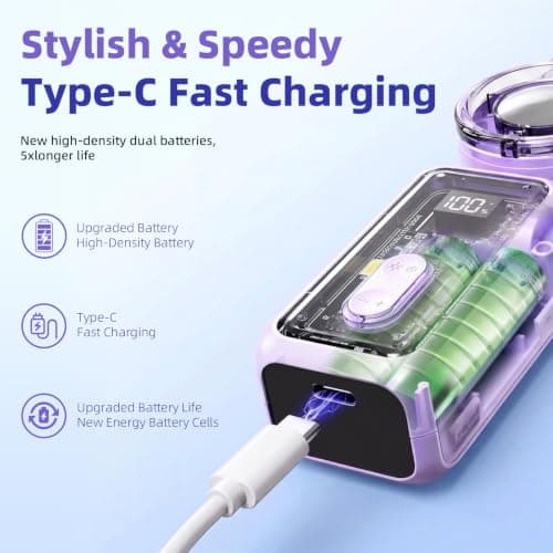 Portable Handheld Turbo Fan, 199 Speeds Rechargeable Mini Hand Held Fans with Digital Display & LED Light, Small Battery Powered Folding Personal Fan, Desk Pocket Fan for Travel Holiday Essentials — view 4
