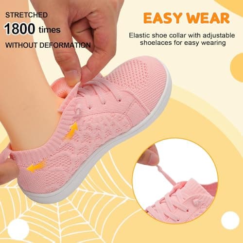 JIASUQI Toddler Shoes Boys Girls Wide Barefoot Shoe Kids Breathable Zero Drop Sneakers Minimalist Tennis Walking Outdoor Shoes Naturally Flexible(Pink 24,UK Size 5) — view 5