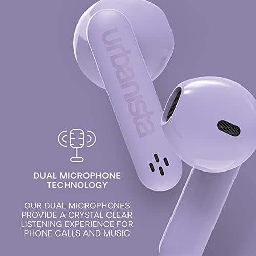 Urbanista True Wireless Earbuds, Bluetooth 5.3 Earphones, IPX4 In Ear Headphones, Ear Buds with Dual Microphones, 20 Hr Playtime, Touch Controls, TWS USB C Charging Case, Austin, Purple — view 5