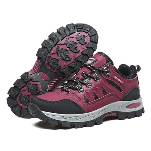 Men's Women's Lightweight Waterproof Anti-Slip Hiking Shoes Travel Camping Shoes Walking Shoes Four Seasons Red 6 UK — view 4
