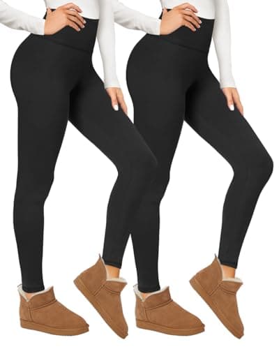 TNNZEET 2 Pack Thermal Leggings Women UK High Waisted Fleece Lined Pants