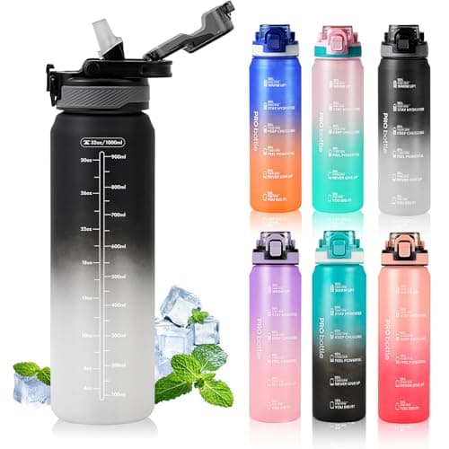 SEASEVEN Sports 1L Water Bottle with Straw for Gym,Office,Travel