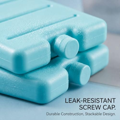 3 Pack of Light Blue Reusable Slim Freezer Ice Packs, Cooling Blocks for Lunch Box Cooler Bag Picnic Camping Travel Food Drink Chiller Leak Resistant Portable Ice Packs — view 3