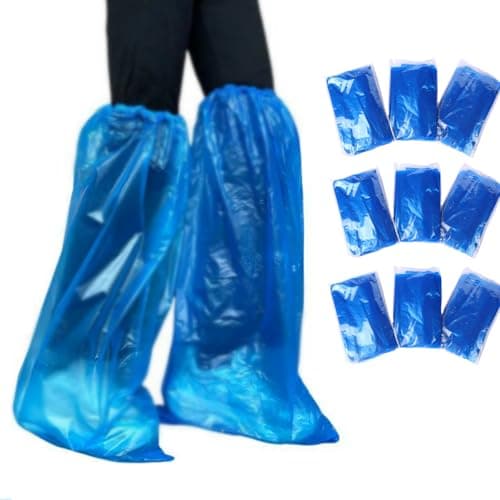 Oyiclyea 16 Pairs Waterproof Shoe Covers Boot Cover Blue, Long Disposable Non-slip Waterproof Boot Covers, Thickened Material, Portable Family Pack, Suitable for Rainy Days and Muddy Roads — view 6