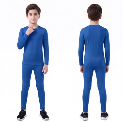 Minghe Kids Base Layer Thermal Underwear Set for Boy Long Sleeve Sky Blue — view 2