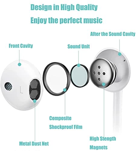 DAIKAJIE 2 Pack Wired Earbuds 3.5mm,Ultra Clear Calls & No Noise Headphones Earbuds Wired, in-Ear Earphones with Mic Compatible with iPhone/iPad/Android/Laptop/PC (White) — view 3
