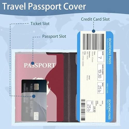 Premium Blue PU Leather Passport Holder - Travel Wallet for Tickets, Cards & Boarding Passes - Perfect British Passport Cover for Families — view 3
