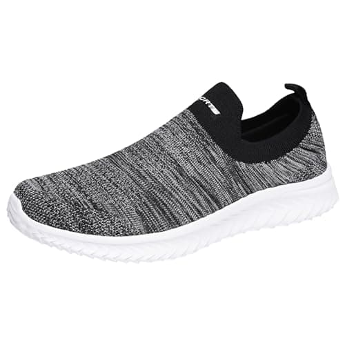 Walking Shoes Mens Light Weight, Trainers Men Barefoot, Loafer Shoes Slip On Sneakers with Anti Slip Soles Lightweight Walking Shoes Athletic Running Shoes Gym Workout Shoe with Arch Support Grey