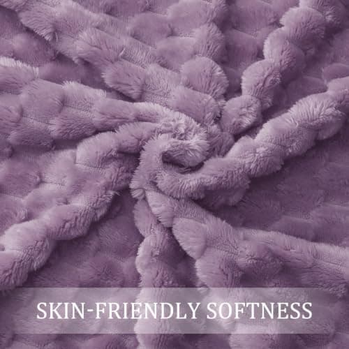 Exclusivo Mezcla Large 3D Fleece Blanket for Sofa, Couch, Grayish Purple — view 6