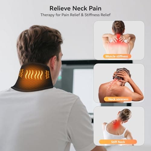 Cordless Neck Heating Pad with Massage 3000mAh Portable Neck Warmer Pain Relief, Heated Wrap 3 Heat & Massage Setting Heat Therapy Soothing Warmth Soreness Stiffness for Women Men — view 2