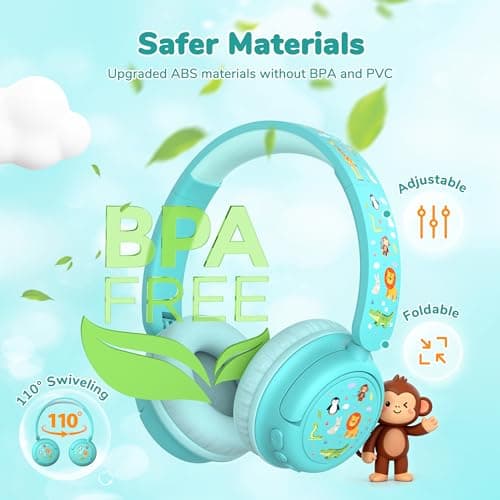 iClever BTH22 Kids Headphones Wireless 60H Play Time for Toddler Travel — view 6