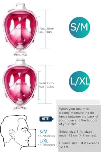 HINATAA Snorkel Mask 180°Full Face, Diving Mask Free Breathing Design Anti-Fogging and Anti-Leak Technology with Adjustable Head Straps for Adult Youth Kids (L/XL, Pink) — view 6