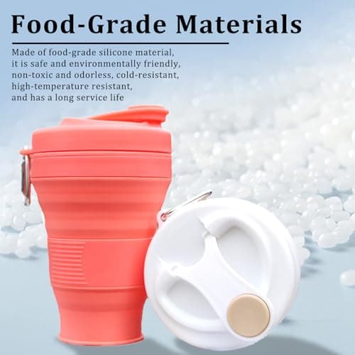 MOMAHUA 600ml/20oz Collapsible Coffee Cup with Lids,Green Silicone Portable Large Capacity Water Cups,Reusable Coffee Mug,Foldable Camping Travel Cup Fits in Your Pocket,Folding Mug Collapses to 6cm — view 3