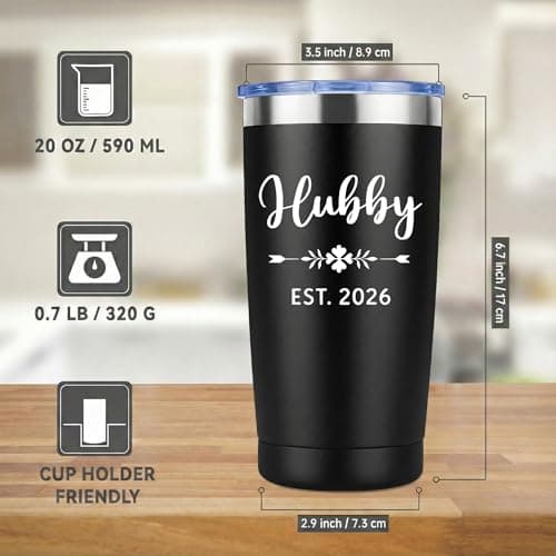 Mr and Mrs 2026 Tumbler Set of 2 - Wifey and Hubby EST 2026 Wedding Gifts for Couples - 20oz Vacuum Insulated Stainless Steel Travel Mug for Bride and Groom - Engagement, Anniversary, Honeymoon Gift — view 3