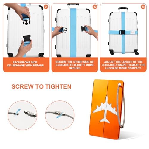 Luggage Straps, 8 Pcs Adjustable Suitcase Straps Belts — view 4