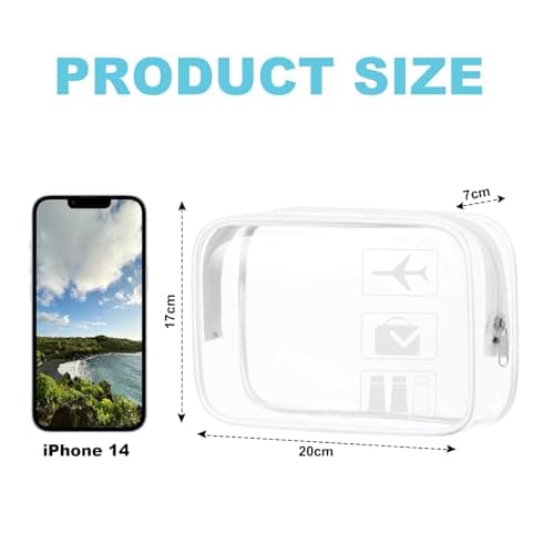 Aucuu Clear Toiletries Bag, 1Pack PVC Waterproof Toiletries Carry Pouch, TSA Approved Travel Toiletry Bag with Zipper, Portable Cosmetic Makeup Bags for Travel Business Trip-White — view 2